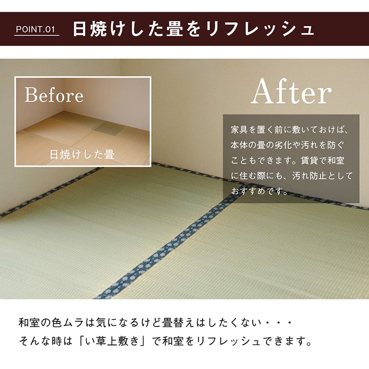 純国産い草使用のはっ水加工付き 双目織 い草上敷きカーペット 対応サイズ:江戸間・本間・ 三六間