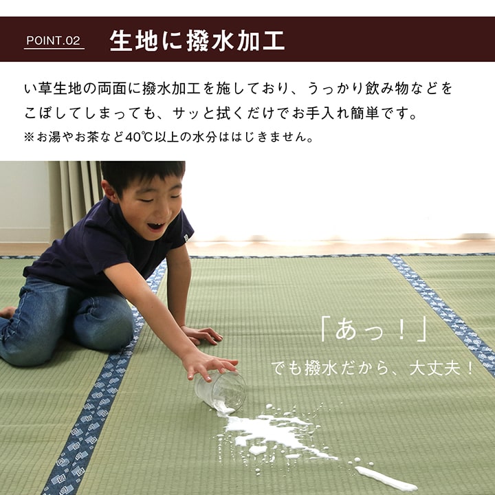 純国産い草使用のはっ水加工付き 双目織 い草上敷きカーペット 対応サイズ:江戸間・本間・ 三六間