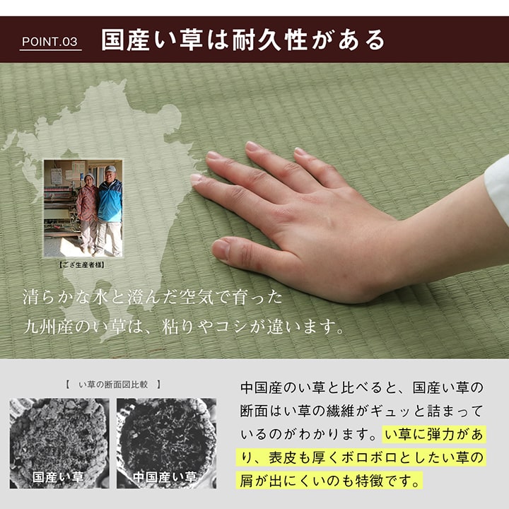 純国産い草使用のはっ水加工付き 双目織 い草上敷きカーペット 対応サイズ:江戸間・本間・ 三六間