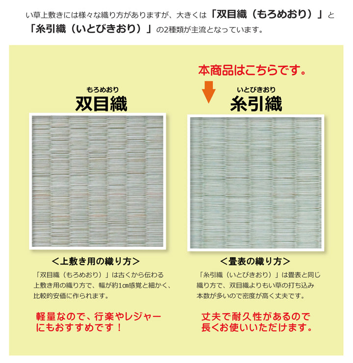 九州産い草使用のい草上敷きカーペット糸引織 梅花(ばいか) 対応サイズ:江戸間・本間・六一間