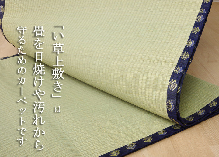はっ水加工付きい草上敷きカーペット 湖水(こすい)