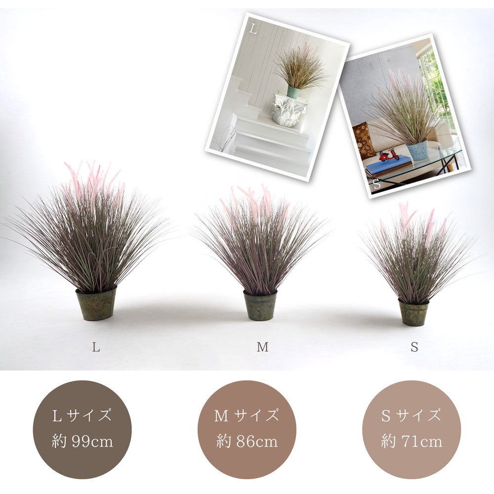 シャビーなバケツ入りでオシャレ度アップ♪バケツシリーズ!オシャレで枯れない人工観葉植物 キャッツテールグラスバケット