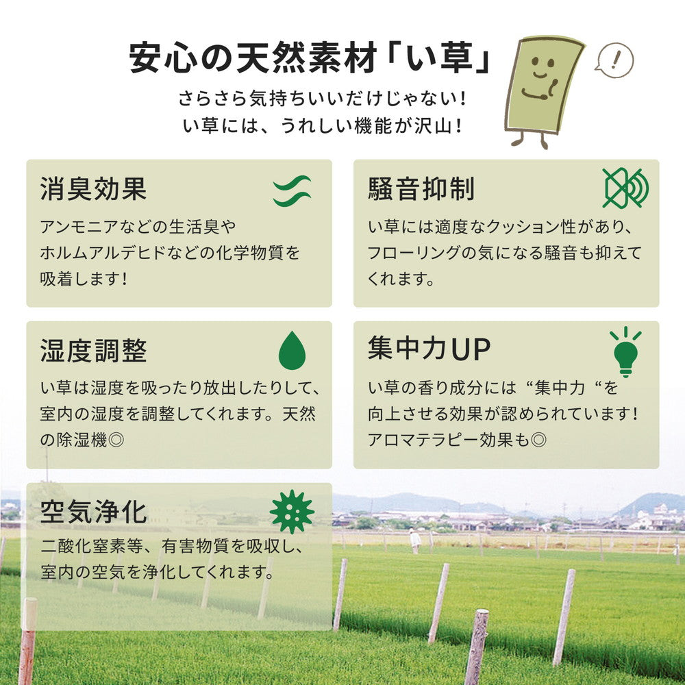 抗カビ・消臭効果のある丈夫長持ちする引目織のい草上敷き 対応サイズ:団地間