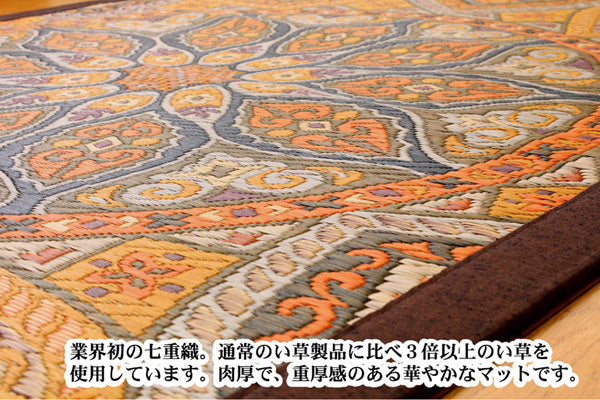 純国産 袋七重織い草マット 『万華鏡』 約95×150cm