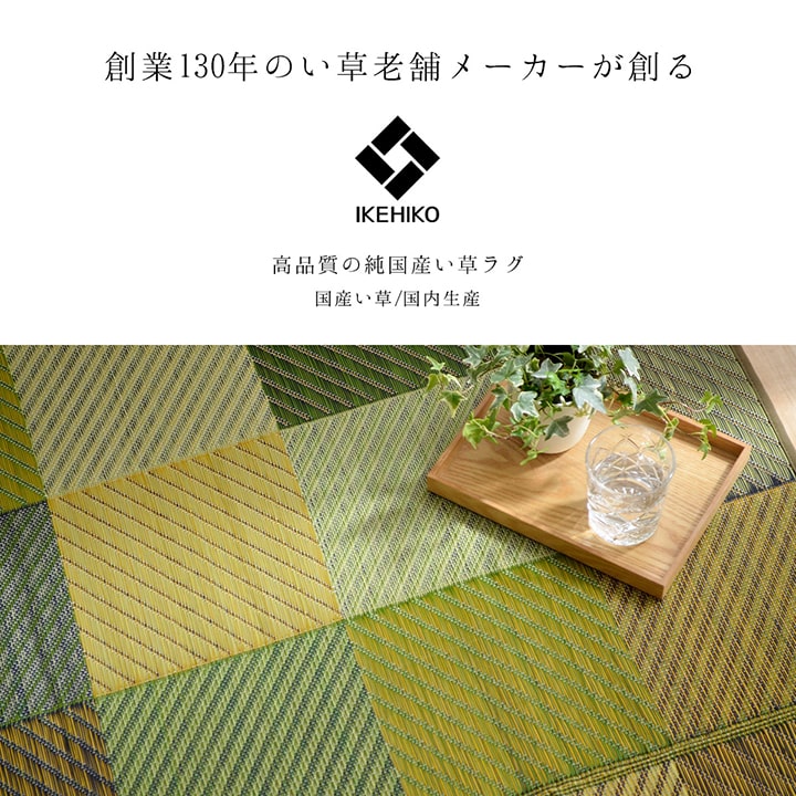 現代のライフスタイルに合うモダンなデザインの純国産い草ラグカーペット DXカラフルブロック
