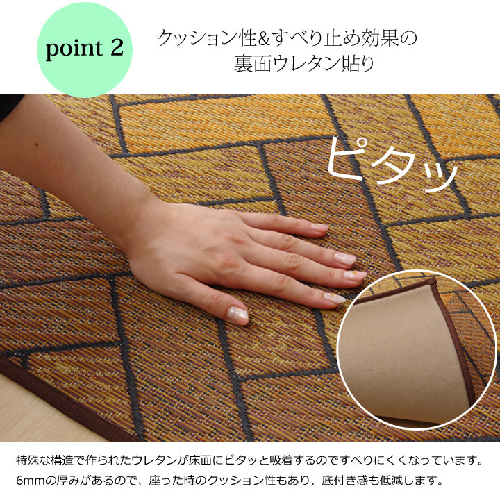 レンガの柄をデザインした純国産い草ラグカーペット Fレンガ