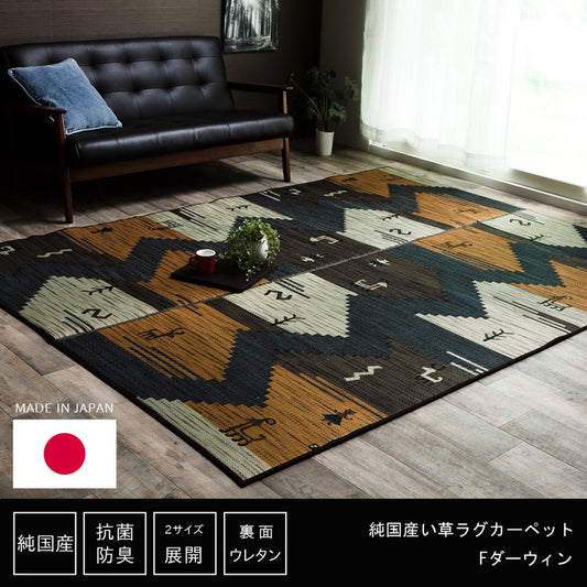職人の手によって丁寧に織られた繊細かつ上質な仕上がりの純国産い草ラグカーペット Fダーウィン