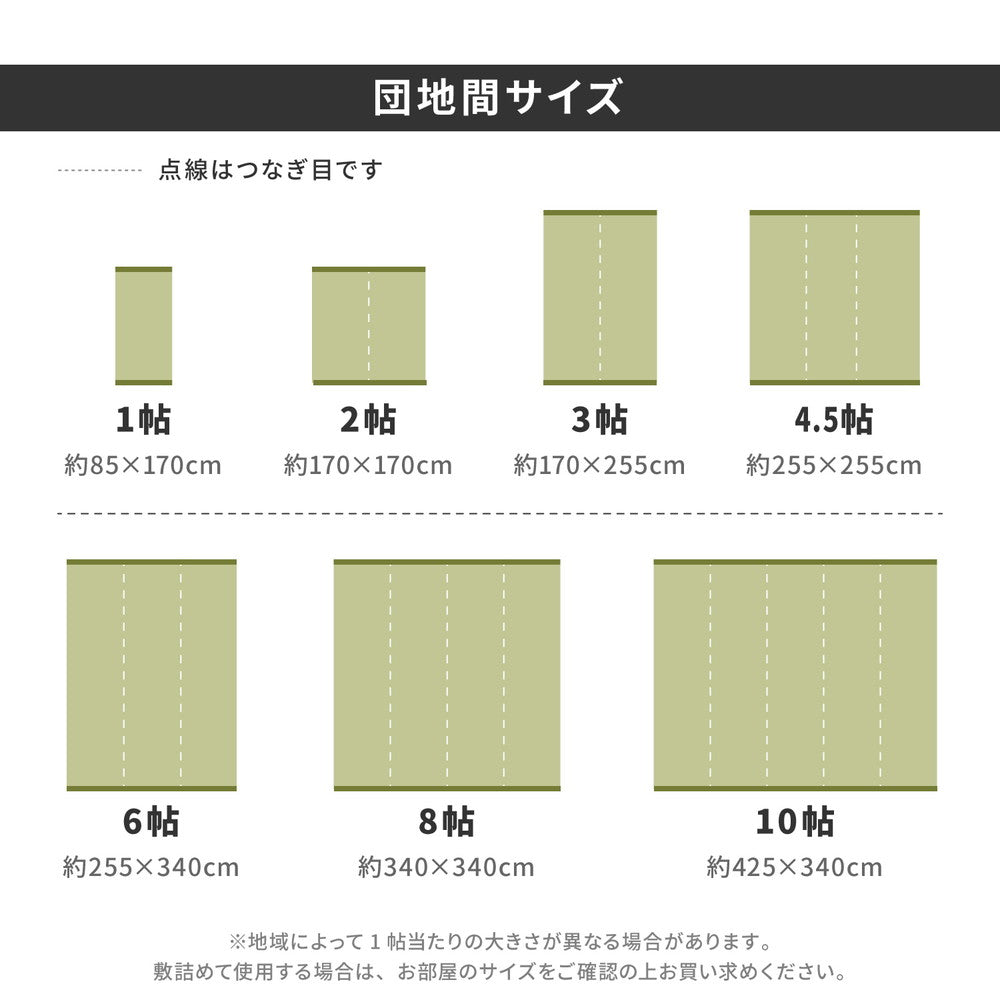 汚れても手軽に水洗い出来るPP素材の日本製い草風カーペット ライアン 団地間サイズ