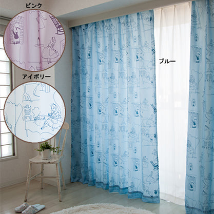 不思議の国のアリス柄カーテン!遮熱・形態安定加工・ウォッシャブル アリス(1枚入り)