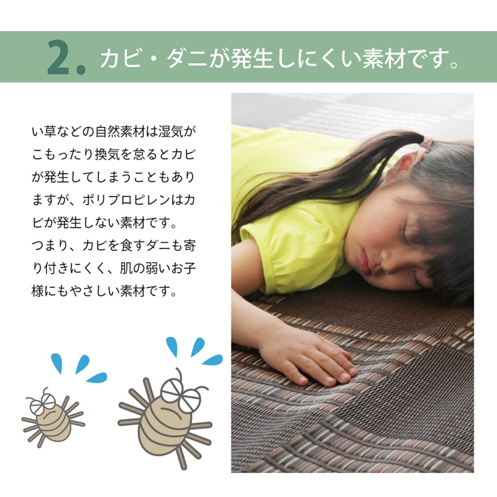 汚れに強いポリプロピレンラグにクッション性を加えたラグ ウィード
