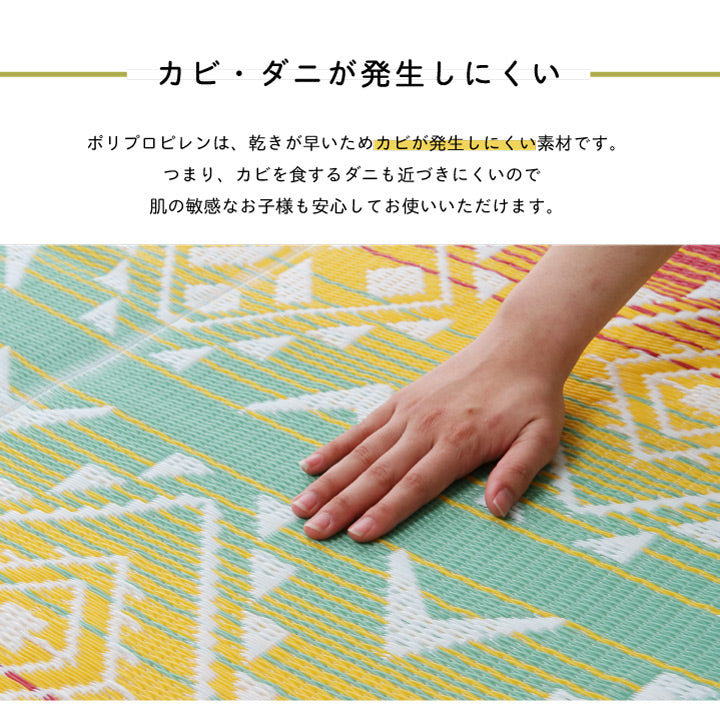 日本製 洗える レジャー シート アウトドア お手入れ 持ち運び 便利 簡単 楽 PP ポリプロピレン ネイティブ カラフル 約87×140cmスルト アウトドア
