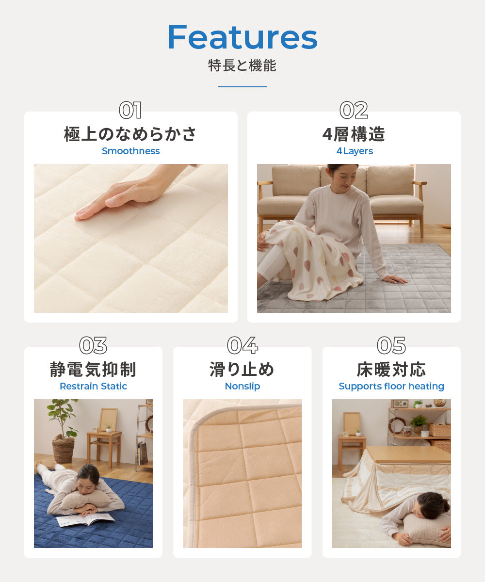 mofua しっとりなめらかな肌触りのプレミアムマイクロファイバーキルトラグ