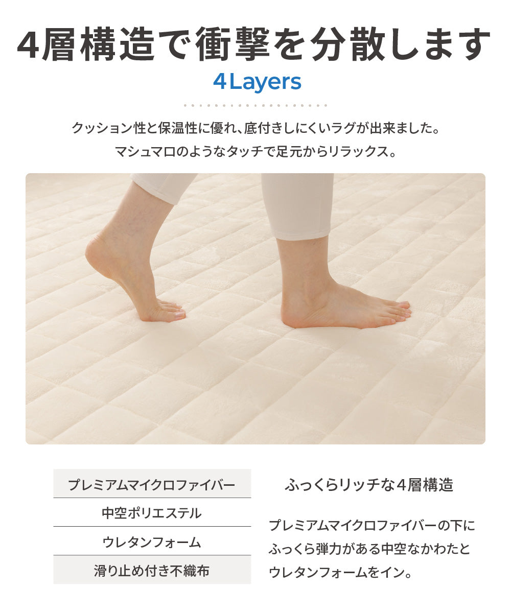 mofua しっとりなめらかな肌触りのプレミアムマイクロファイバーキルトラグ