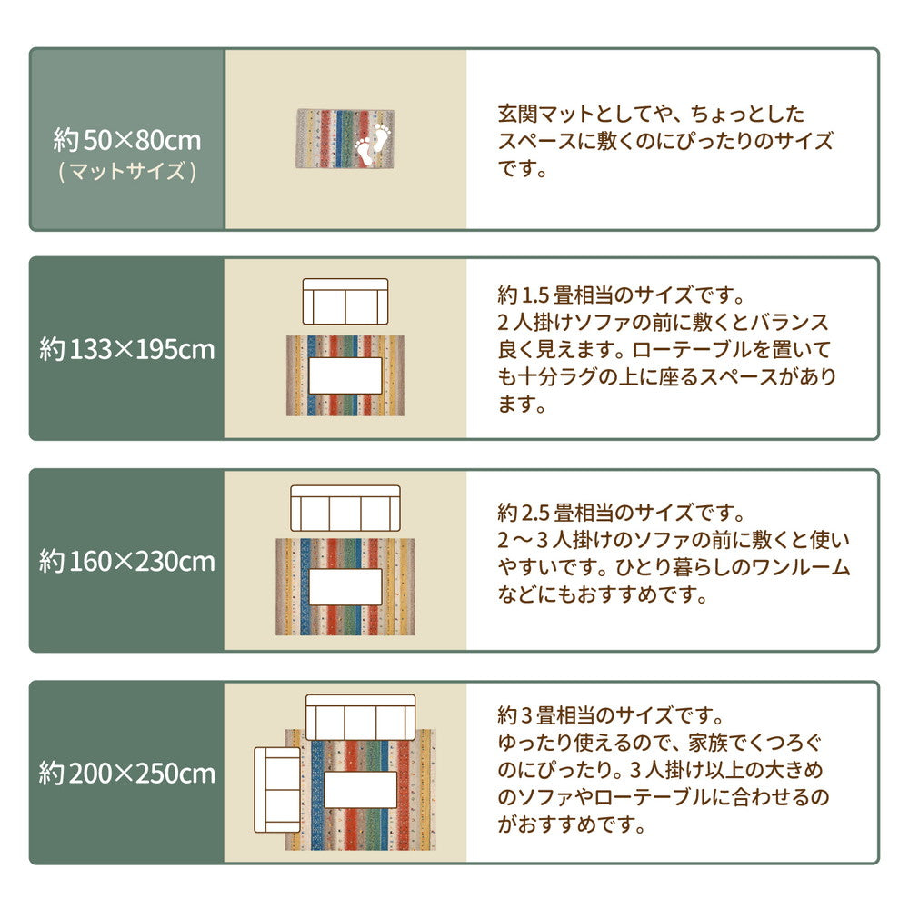 動物・植物・人などのモチーフがカラフル&繊細に描かれたギャッベ風ウィルトン織の玄関マット INFINITY レーヴ
