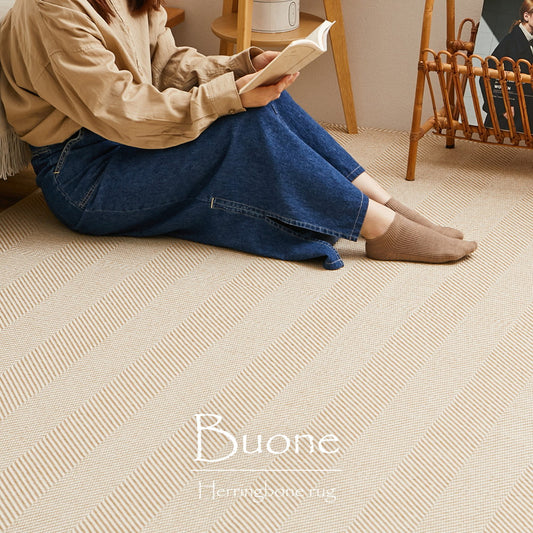 シンプルでサラッとした肌触りのホットカーペット対応オールシーズン洗えるヘリンボンラグ ボーナ