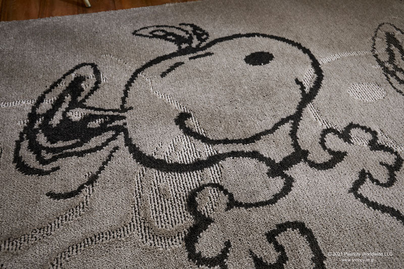 モダンアートのようなダンスを踊るスヌーピーがデザインされたラグ Suppertime RUG - サパータイムラグ
