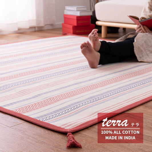 洗えるインド綿100%ラグ テラ (滑り止め付き)