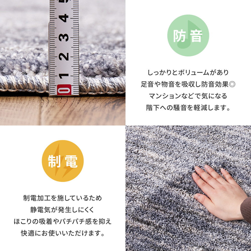 日本製高機能防ダニ・抗菌防臭・防音・防炎・制電の丈夫で長持ちナイロン素材のラグ ビビ