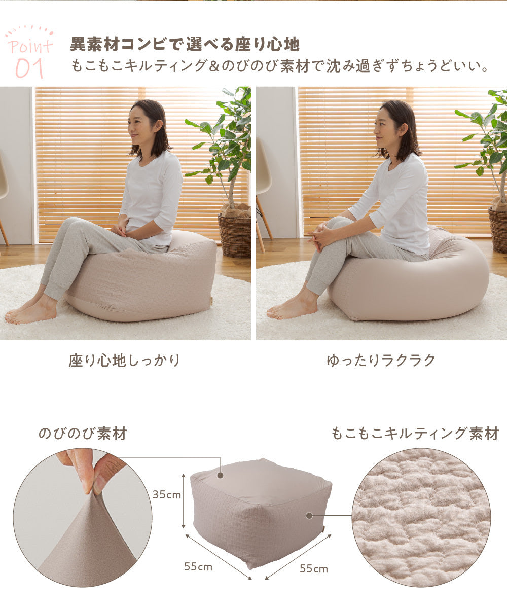 mofua(モフア) イブル CLOUD柄 くすみ系おしゃれなビーズクッション (NT)