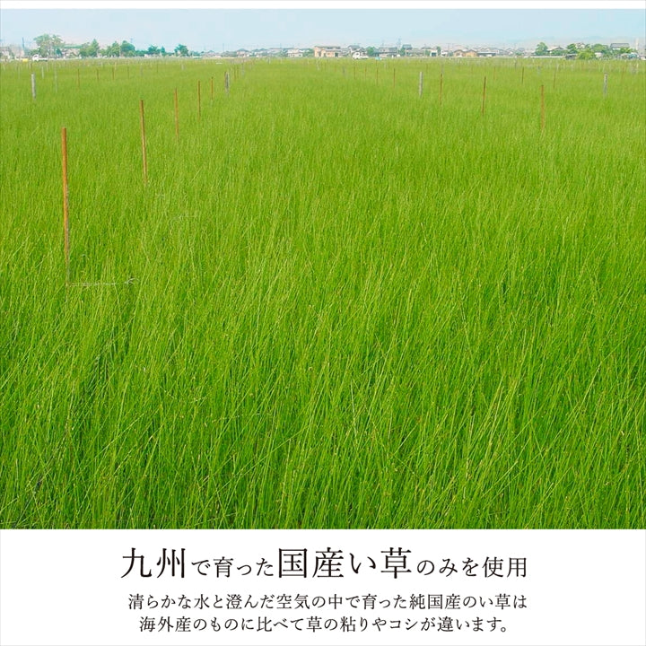 現代のライフスタイルに合う、モダンテイストな市松柄のい草ラグ 裏面:不織布