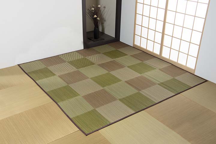 畳に敷くだけでおしゃれな和室になる 格子柄 市松柄 い草上敷きカーペット ラグ Pierre - ピーア