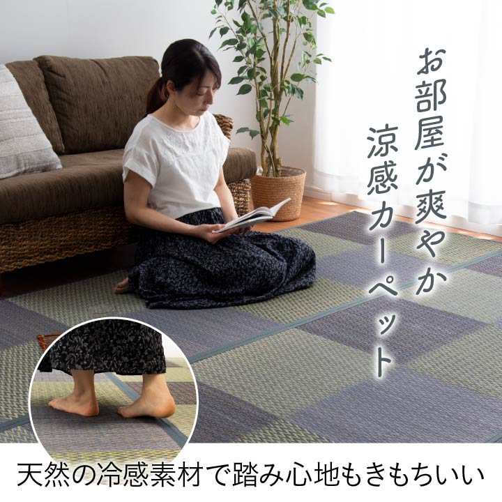 畳に敷くだけでおしゃれな和室になる 格子柄 市松柄 い草上敷きカーペット ラグ DX Pierre - デラックス ピーア