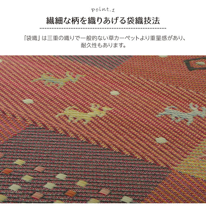 ギャベ柄で明るいデザインに仕上げたい草花ござカーペット 裏面:不織布タイプ