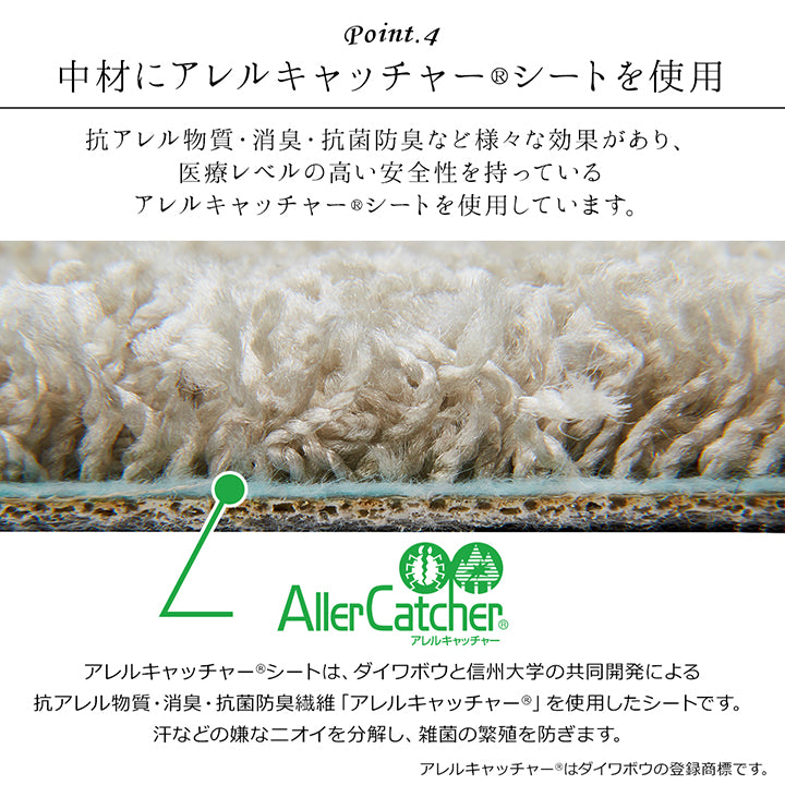 日本製 抗菌 消臭 清潔 防炎 抗アレル物質 ダニ対策 シャギー 無地 約1.2畳 約120×150cm デスクカーペット サンティエ