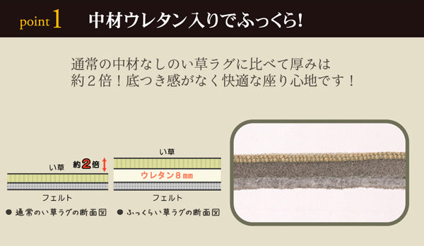 ウレタン入りで座り心地抜群のい草花ござカーペット FXダイヤ
