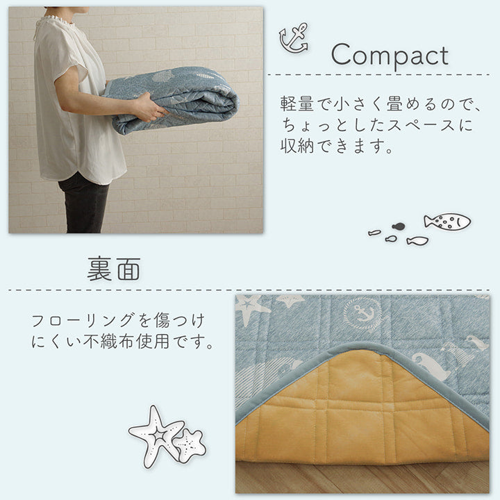 生地に触れるとひんやり感じる接触冷感生地を使用したラグ ペンギン