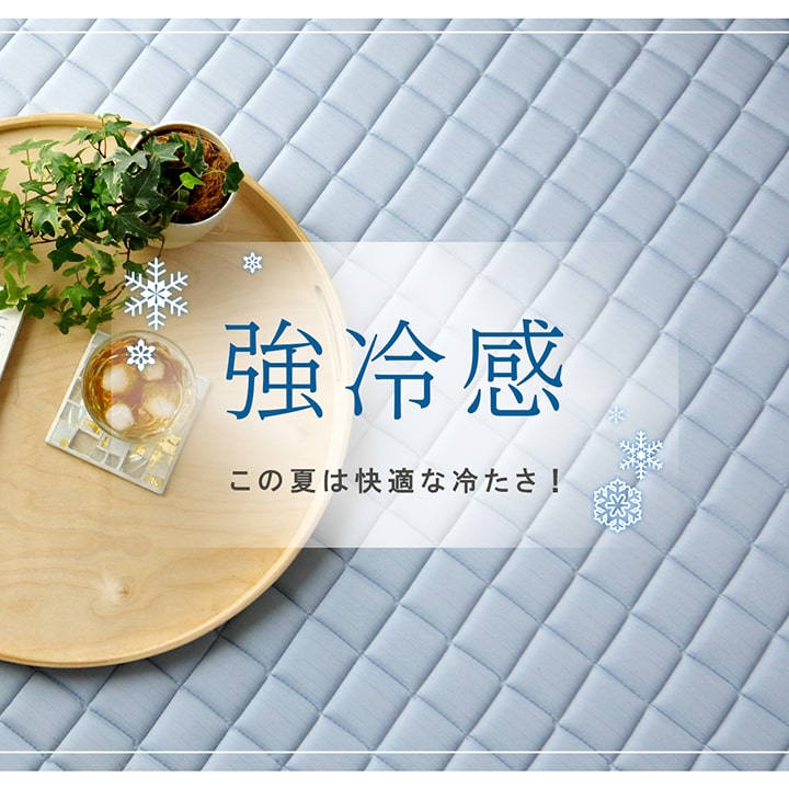 触れるとひんやり感じる接触冷感生地を使用したひんやり冷感ラグ