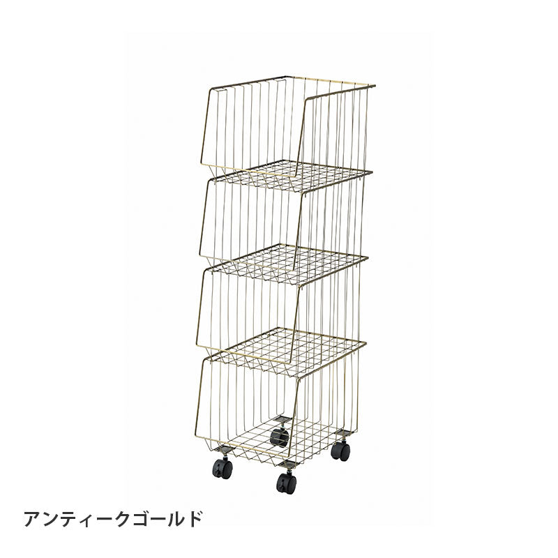 シンプルで使い勝手がいいスタッキングワゴン4D(4段タイプ)