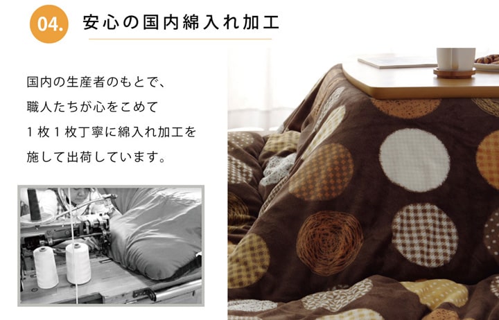 お部屋をかわいくしてくれるドット柄こたつ掛け布団