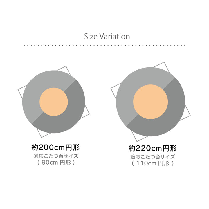 シンプルなチェック柄の円形こたつ薄掛け布団