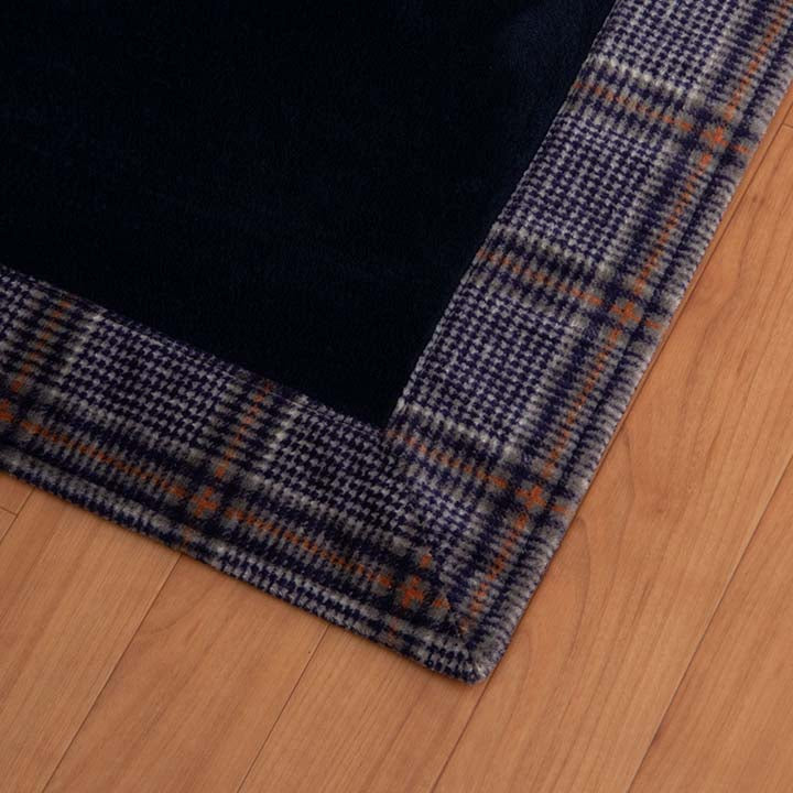 お洒落なチェックの額縁調デザインラグ カリス