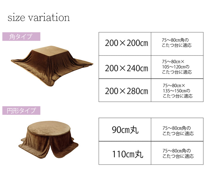 こたつ布団の内側に一枚プラスするこたつ布団用中掛け毛布 フラリー