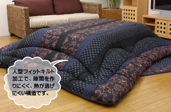 国産プリントの高級品質こたつ掛け布団・敷き布団セット 万葉