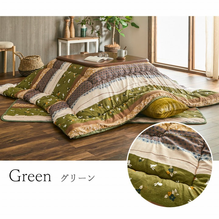 うさぎ柄がモチーフで和モダン調のこたつ掛け布団・敷き布団セット