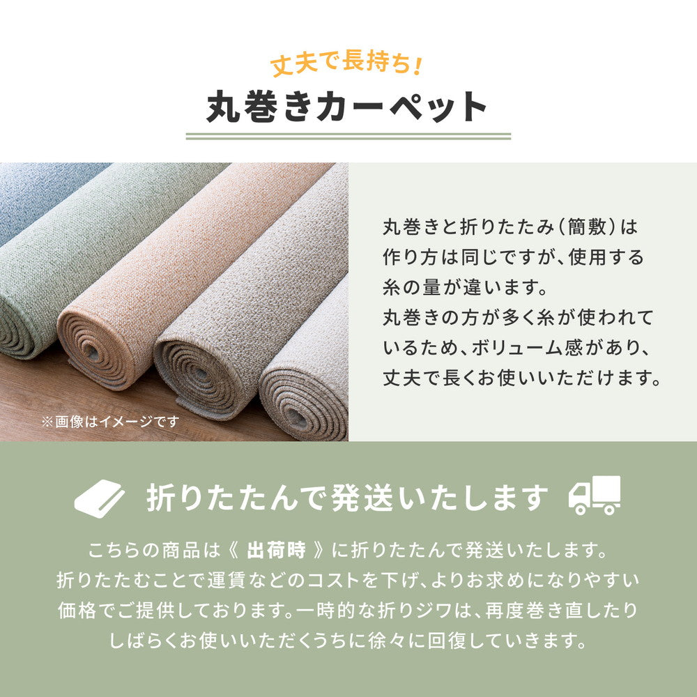 弾力があり復元性に優れていて、ふかふかとした肌触りが特徴!軽くて扱いやすい消臭・抗菌防臭機能がついた平織カーペット リクリア