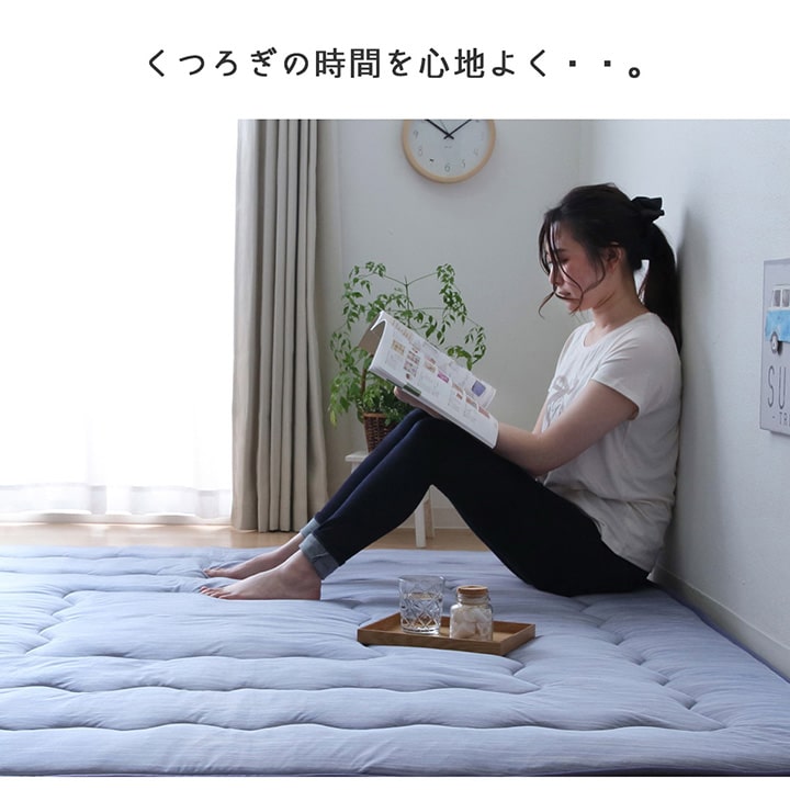 さらっとした肌触りとひんやりとした冷感素材の生地が特徴の冷感6層ラグ