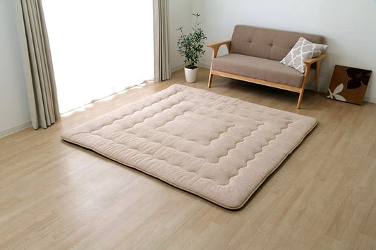 綿100%のやさしいタオル生地ふっくらとした座り心地ボリュームタイプの6層ラグ