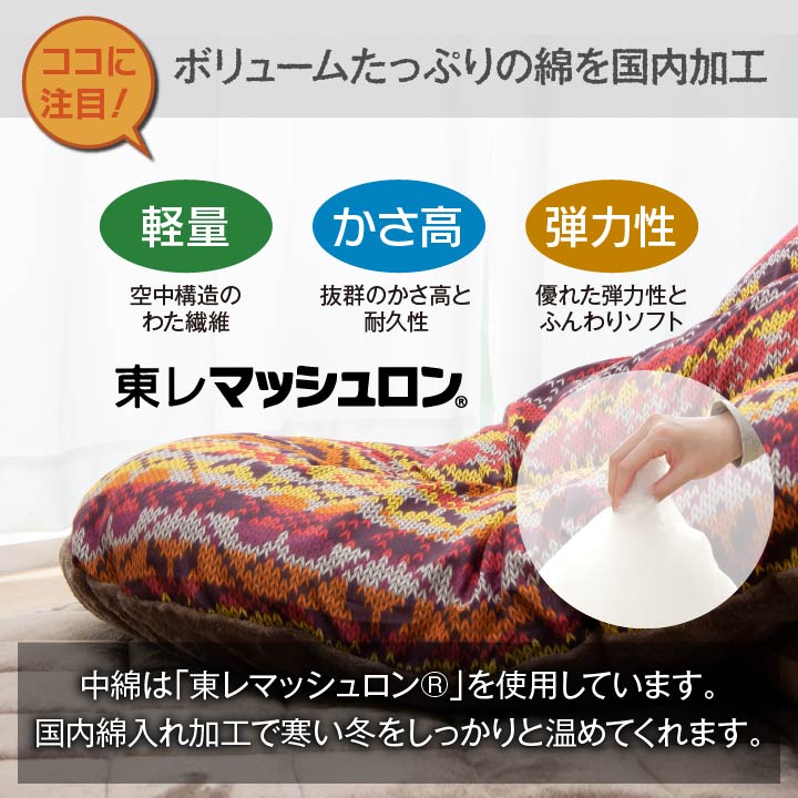 ノルディック柄のニットを再現した日本製こたつ掛け布団