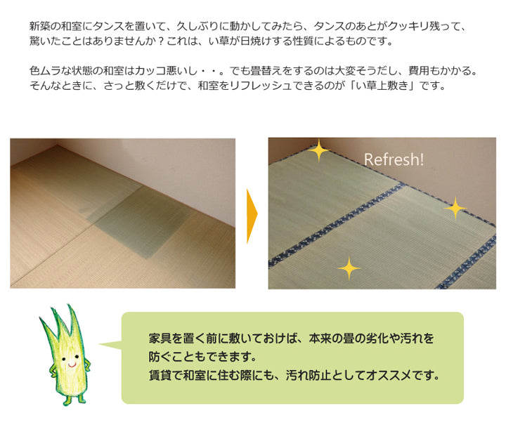 熊本県八代産い草使用のい草上敷きカーペット糸引織 立山(たてやま) 江戸間・本間・三六間・団地間・六一間