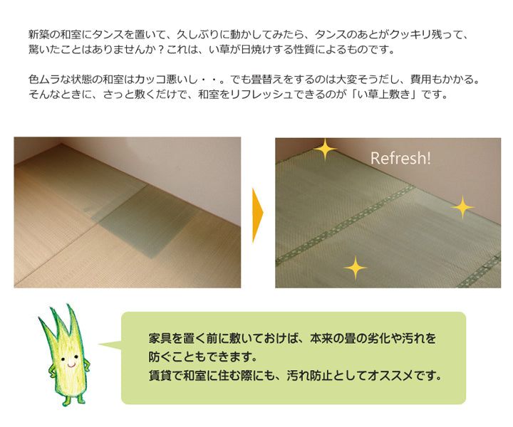 熊本県八代産い草使用のフリーカットできるい草上敷きカーペット市松織 不知火(しらぬい) 裏面ウレタン 江戸間・本間・三六間・団地間
