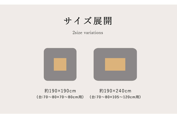 2か所ファスナー付きで部分洗いができるこたつ布団