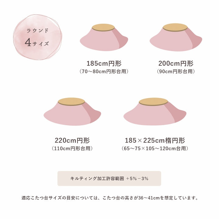 大人かわいいシンプルデザインのラピアスシリーズ円形こたつ布団