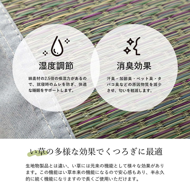 頭部が付いたマットなのでうつ伏せや仰向けなど寝転ぶことに適したマット い草ゆったりマット 約60×180cm