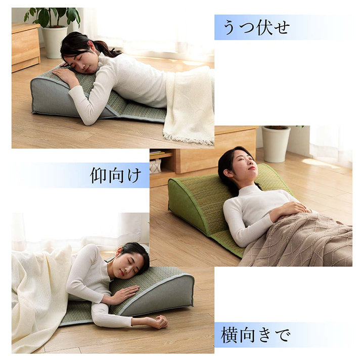 頭部が付いたマットなのでうつ伏せや仰向けなど寝転ぶことに適したマット い草ゆったりマット 約60×180cm