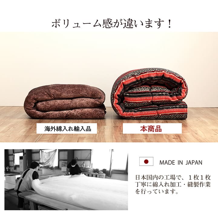 トルコ製ジャガード織りと日本の綿入れ加工をあわせたこたつ掛け布団
