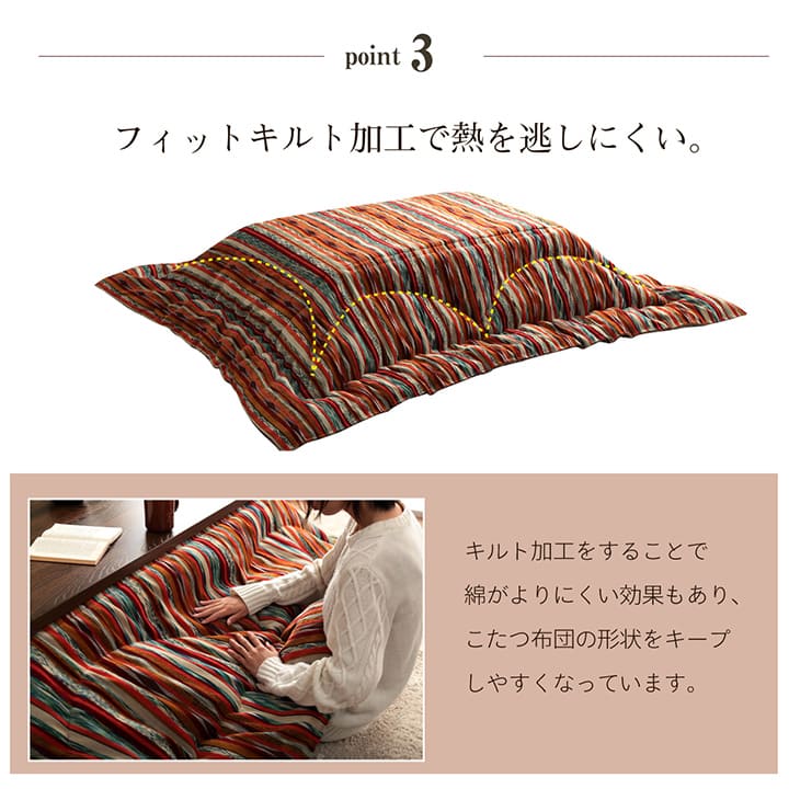 トルコ製ジャガード織りと日本の綿入れ加工をあわせたこたつ掛け布団